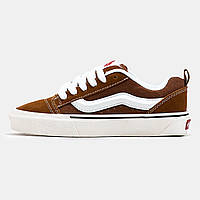 Мужские / женские кеды Vans KNU Skool Brown White, унисекс коричневые замшевые кроссовки ванс кну скул