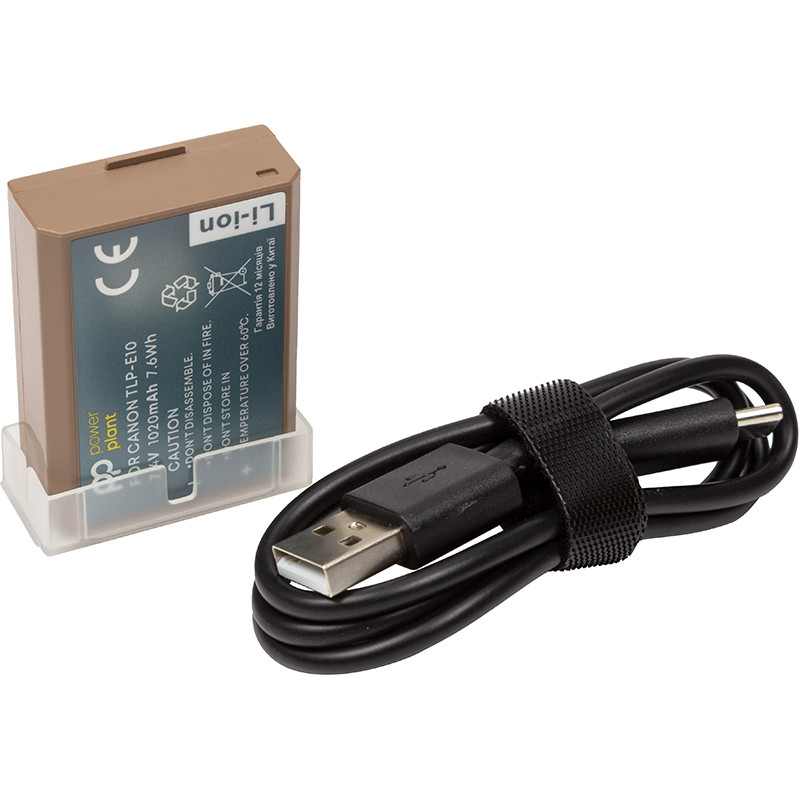 Акумулятор PowerPlant Canon TLP-E10 1020mAh з кабелем Type-C, фото 1
