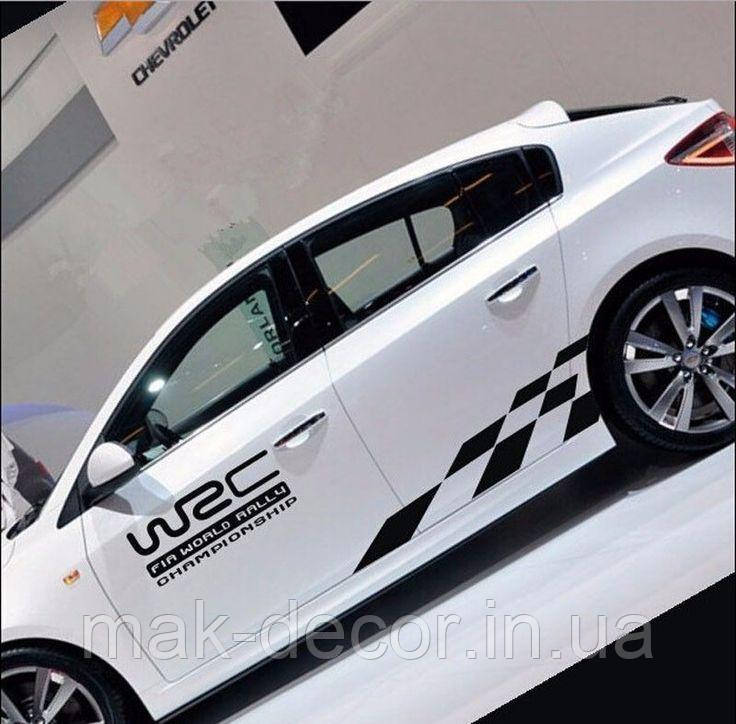 Вінілові наклейки на авто " World Rally championchip " 30х100 см ліва і права