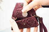 Монетниця-ключниця шкіряна бордова з орнаментом тисненням Марки та штемпеля України, фото 6