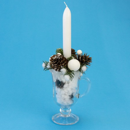 Букет Новорічний у чашці зі свічок 13006 (білий)