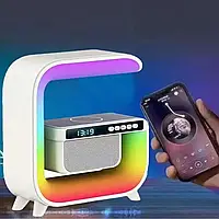 Нічник акумуляторний RGB G 3 з бездротовою зарядкою 15W і Bluetooth колонкою 3W. Настільна лампа колонка