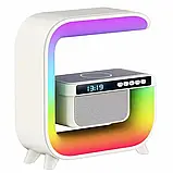 Нічник акумуляторний RGB G 3 з бездротовою зарядкою 15W і Bluetooth колонкою 3W. Настільна лампа колонка, фото 5