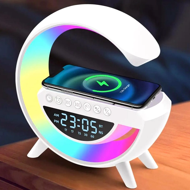 Настільна смарт-лампа-нічник із бездротовою зарядкою і Bluetooth-колонкою G-SmartLED RGB Night Light BT-3401