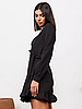Красиве клубне плаття-міні на запах з рюшею, чорне, фото 6