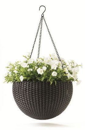 Підвісний горщик для квітів Keter 8,6 л. Rattan style hanging sphere planter