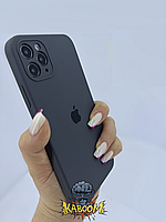 Чехол с квадратными бортами на Айфон 11 Про Серый , Silicone Case для iPhone 11 Pro Dark Grey