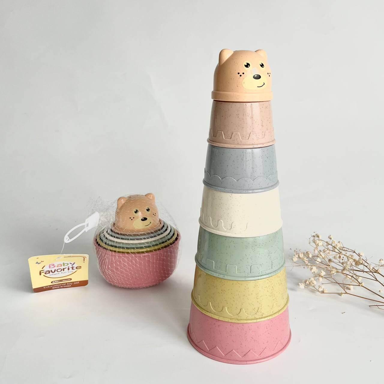 Набір відерець Ведмедик (пірамідка, пасочки, сортер) дитяча розвиваюча іграшка для ванної, фото 1