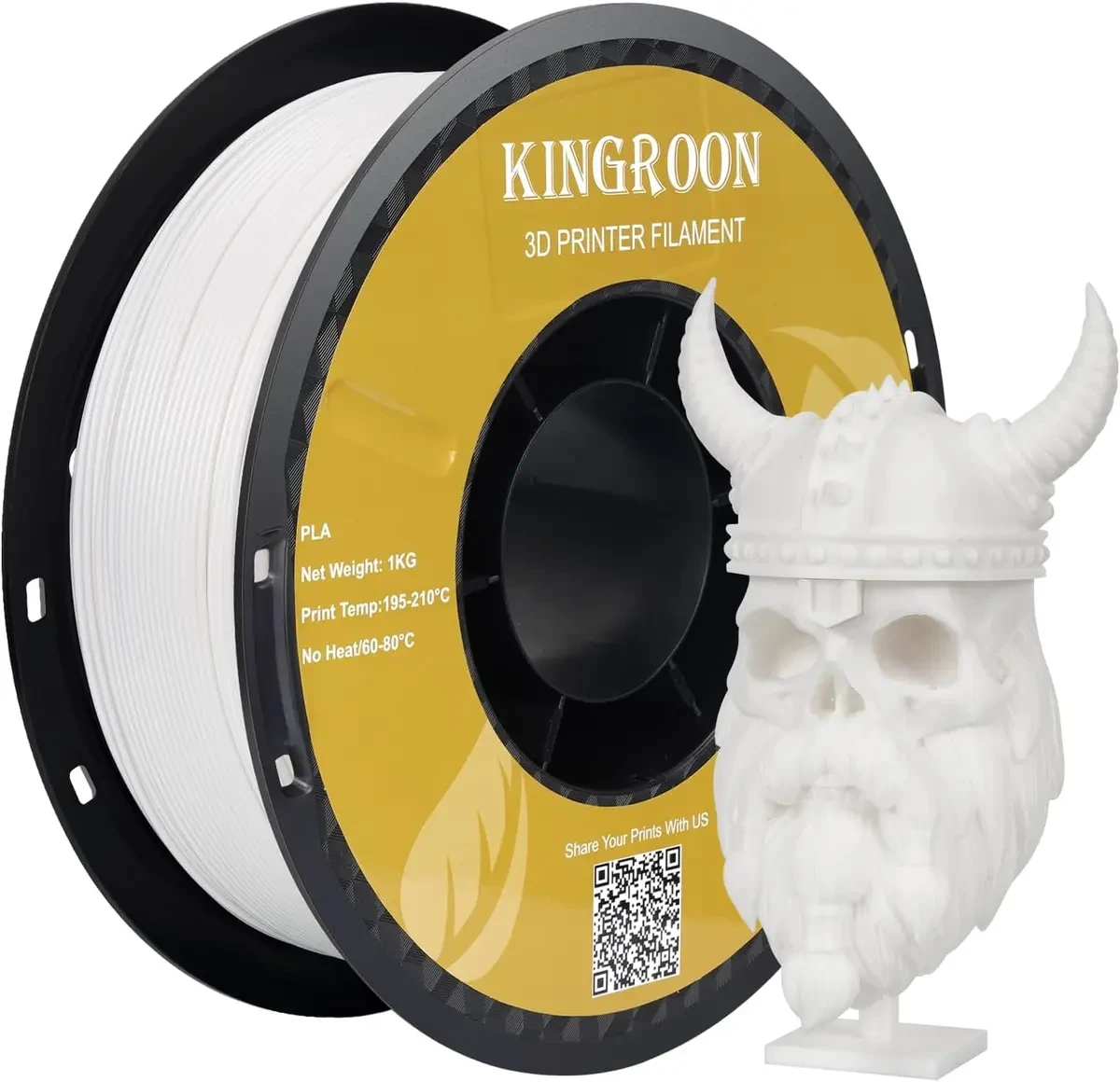 Пластик філамент для 3Д-друку KINGROON PLA White, 1.75мм, 1кг, Білий