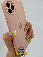 Чехол с квадратными бортами на Айфон 11 Про Пудровый , Silicone Case для iPhone 11 Pro Pink Sand