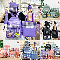 Набір шкільний рюкзак, шопер, пенал, сумочка, мішечок 5в1 MMSHU для дівчинки 5-11 клас, 5 кольорів