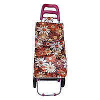 Тачка сумка на колесах 94 см Stenson MH-1901 flowers pink S
