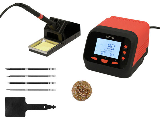 Паяльна станція мережева 110-230В YATO 75 Вт 90-480 °C, жало тип T12 LCD