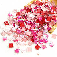 Набор кусочков мозаики стекло звездочка микс Розовый 200 гр 150-180 штук толщина 4 мм