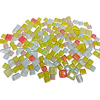 Набір шматочків мозаїки камінці мікс Рожевий,жовтий 200 гр 150-170 шт каміння декоративне для декору