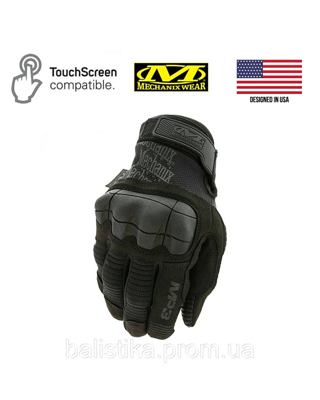 Рукавички сенсорні штурмові Mechanix Wear M-Pact 3 Black,тактичні чоловічі рукавички НАТО чорні із захистом