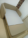 Диван-кровать раскладной Эльф-130 см мягкий с подлокотниками в ткани бежевый, фото 4