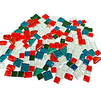 Набор кусочков мозаики стекло звездочка микс Красный,белый,зеленый 200 гр 150-180 штук толщина 4 мм
