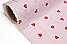 Двошаровий жатий муслін "Червоні сердечка 18 мм на рожевому тлі", ширина 135 см, фото 3