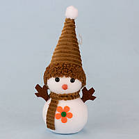 Декор новогодний Снеговик 20 см с оранжевым цветочком
