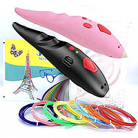 3D ручка K9902 Дельфін дитяча акумуляторна з трафаретом та набором еко пластику PCL для 3Д малювання