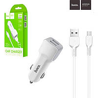 Автомобильное зарядное устройство HOCO Z23 2USB 2.4A micro-USB white