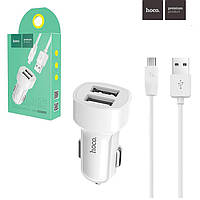 Автомобильное зарядное устройство HOCO Z2A 2USB 2.4A micro-USB white