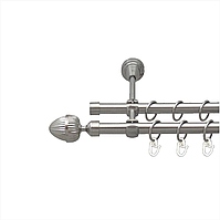 Карниз кований для штор подвійний хром Одеон 16мм діаметр гладка комплект