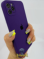 Чехол с квадратными бортами на Айфон 11 Про Фиолетовый , Silicone Case для iPhone 11 Pro Purple