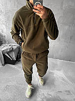 Мужской спортивный костюм на молнии (хаки) красивый удобный комфортный комплект штаны свитшот флис soc240