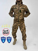 Костюм тактический softshell на флисе, демисезонная военная форма пиксель, костюм тактический утеплен pd307