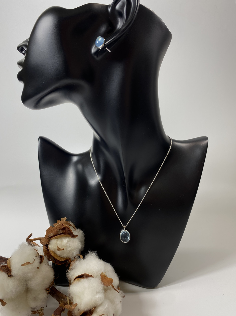 Набор серебряный Аквамарин, подвеска + серьги с нежно-голубым натуральным камнем, серебро 925 пробы - фото 4 - id-p2021655331