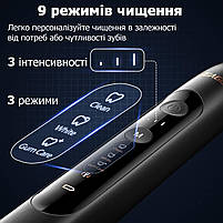 Звукова електрична зубна щітка SG-982 - 8 насадок, 42000 коливань ультравідбілююча електрощітка зубна, фото 5