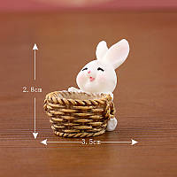 Мініатюра малюк кролик із кошиком 3.5*2.8 см Білий