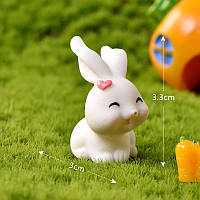 Мініатюра кролик Дуся 3.3*3 см Білий