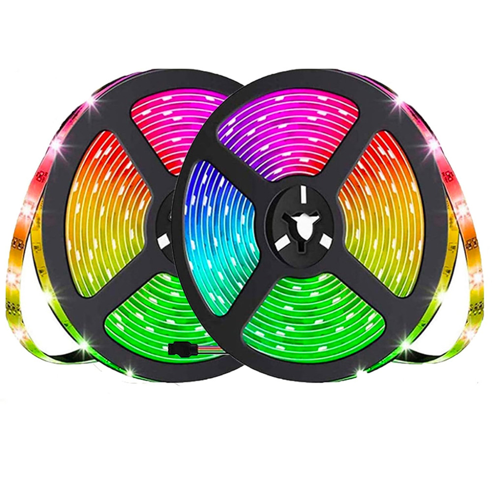 Світлодіодна LED-стрічка 5050, 2 м + Пульт / Вологозахищена різнобарвна стрічка для підсвічування телевізора, фото 1