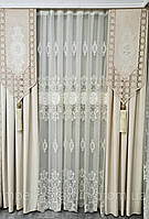 Готовая турецкая тюль грек сетка с вышивкой и бархатом , украшена кристаллами