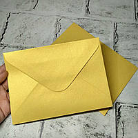 Конверт бумажный, желтый перламутр, 12,6х17,5 см