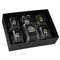 Подарочный набор для виски "Лидер сенатор" графин с 4 бокалами и декоративными накладками от Boss Crystal