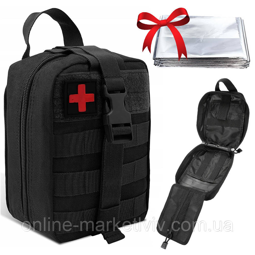 Тактична аптечка на системі Molle A87 + Подарунок Термоковдра з фольги / Підсумок військовий без наповнення, фото 1