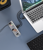 USB хаб Acasis 5U-SACR 9 в 1 алюмінієвий hub картридер аудіо звукова карта, фото 4