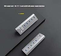 USB хаб Acasis 5U-SACR 9 в 1 алюмінієвий hub картридер аудіо звукова карта, фото 7