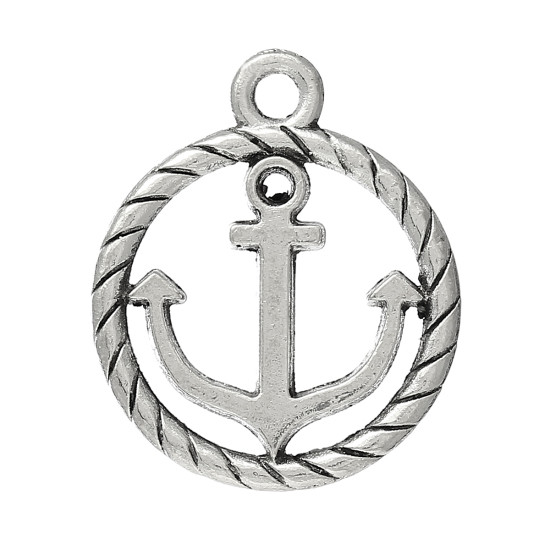 Підвіска Finding Кулон круглий якір морська тематика Античне срібло 19 мм x 16 мм