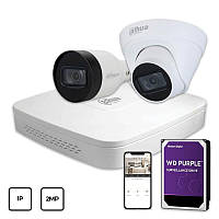 Комплект IP відеоспостереження Dahua IP KIT 2x2MP INDOOR-OUTDOOR + HDD 1TB