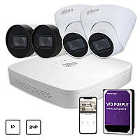 Комплект IP відеоспостереження Dahua IP KIT 4x2MP INDOOR-OUTDOOR + HDD 1TB