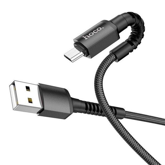 Кабель Usb Micro USB HOCO X71 2.4 A 1 m (круглий, тканинний) Black