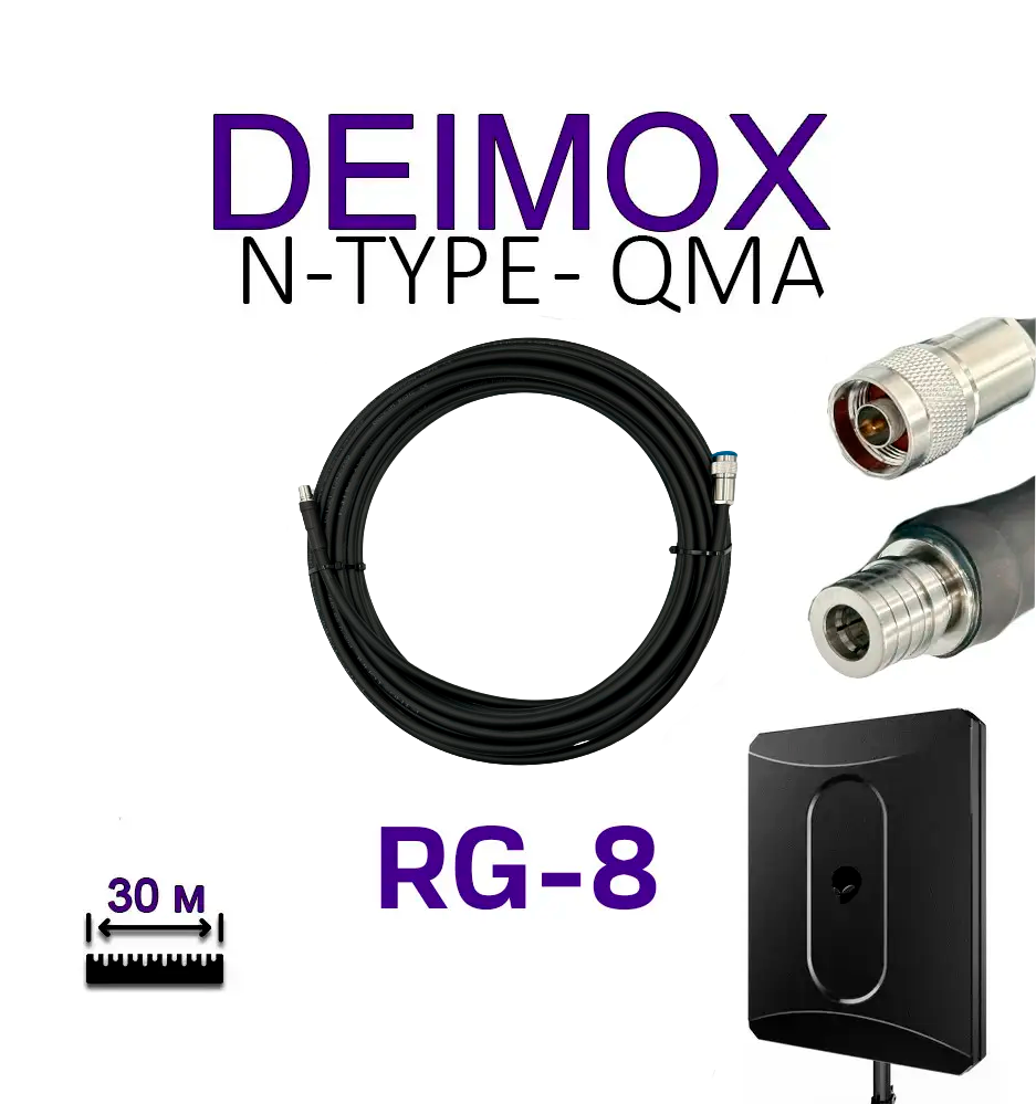 Кабель Alientech DEIMOX 30 м RG-8 N-Type - QMA (2 дроти)