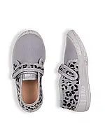 Детские туфли текстильные SAMY для девочки Леопард светло-серый