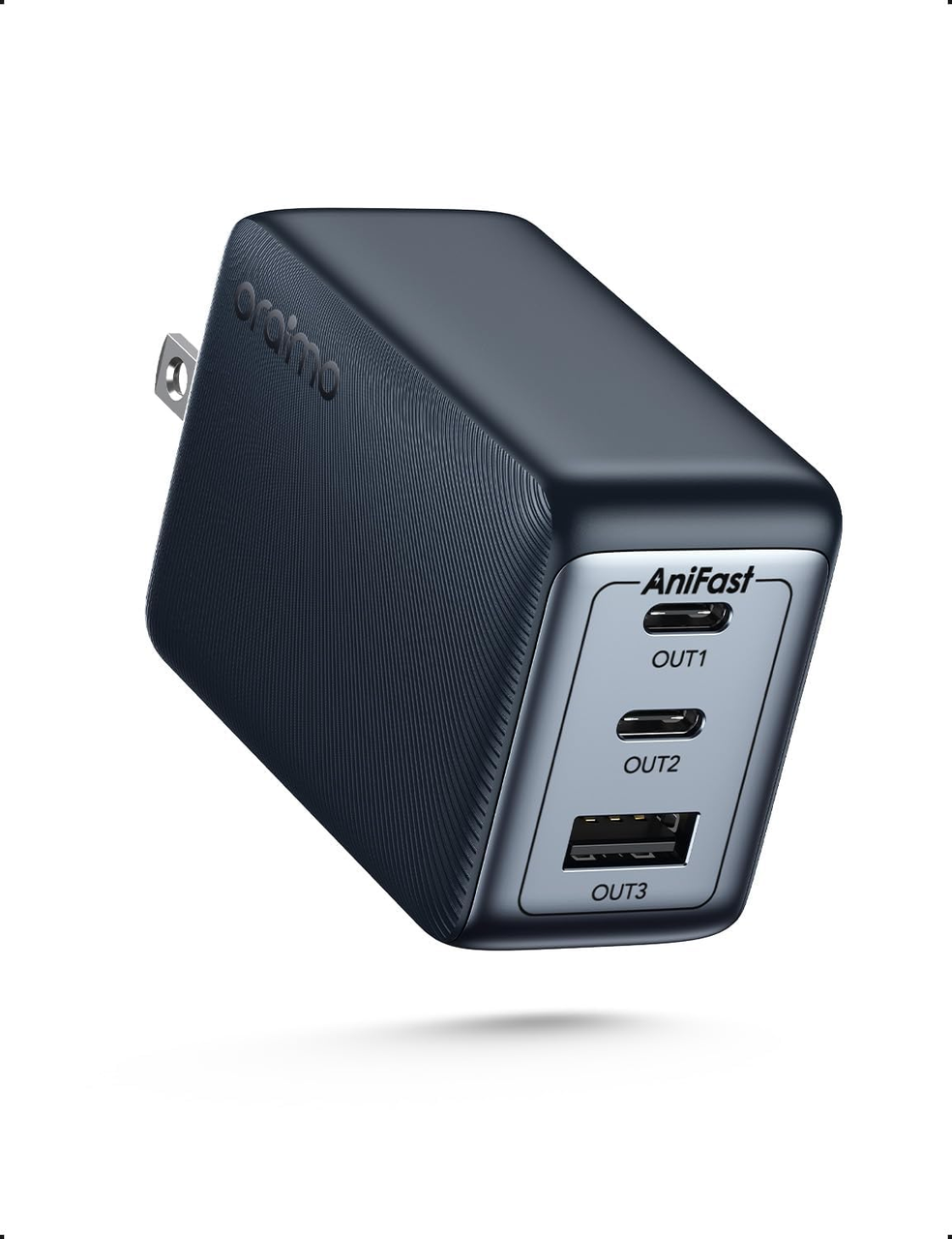 Зарядний пристрій USB C потужністю 65 Вт, надкомпактний 3-портовий зарядний пристрій GaN oraimо, фото 1