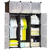 Каркасный шкаф-органайзер для хранения одежды (110х37х165 см), Портативный вместительный шкаф в гардеробную